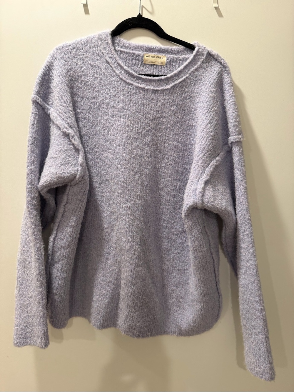 NWT- Free People lavender bouclé crew sweater- M
